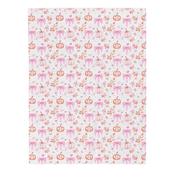 🍁Pink Halloween/Fall Plush Blanket🍁 - Picture 2 of 5